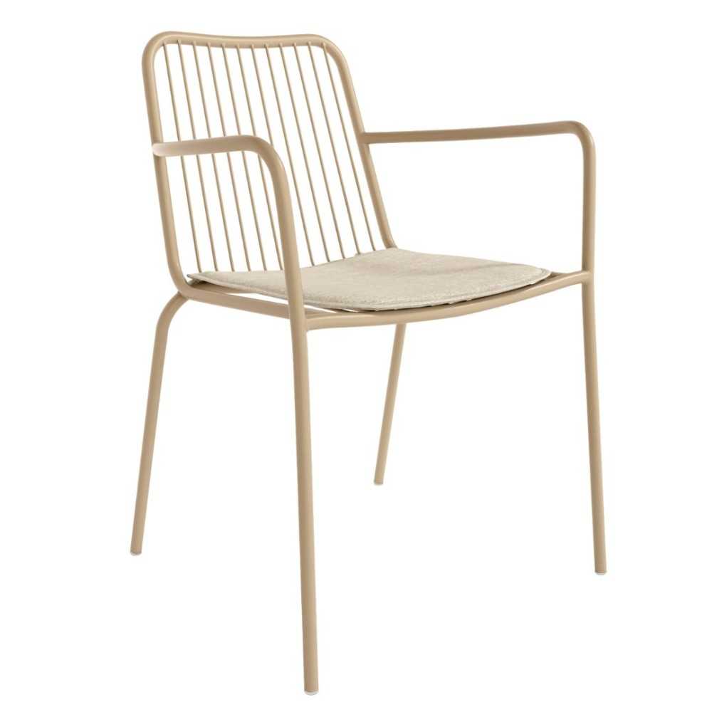 Sand Color Metal Armchair With Cushion-PP Chair