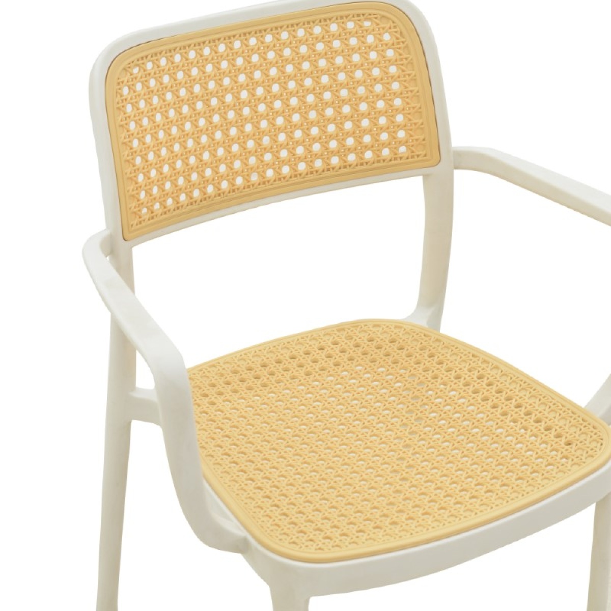White-Beige Plastic Chair With Armrests-PP Chair