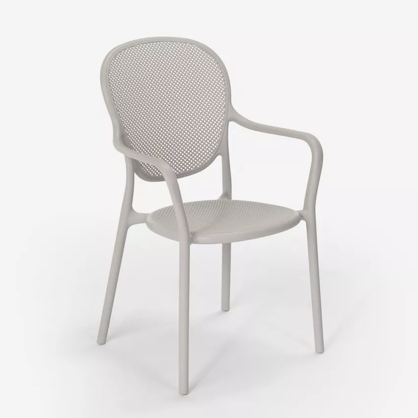 Light Grey Polypropylene Armchair-PP Chair