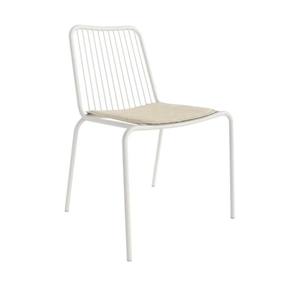 White Metal Outdoor Chair With Cushion-PP Chair
