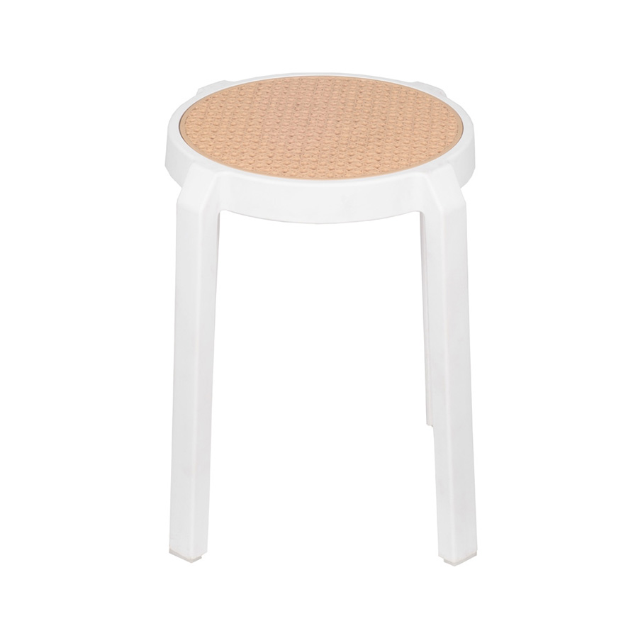 Stylish White-Beige Plastic Low Stool-PP Chair