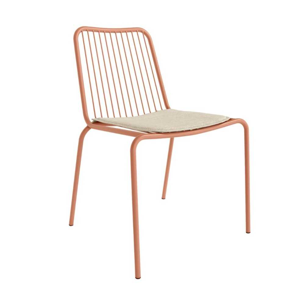 Orange Metal Outdoor Chair With Cushion-PP Chair