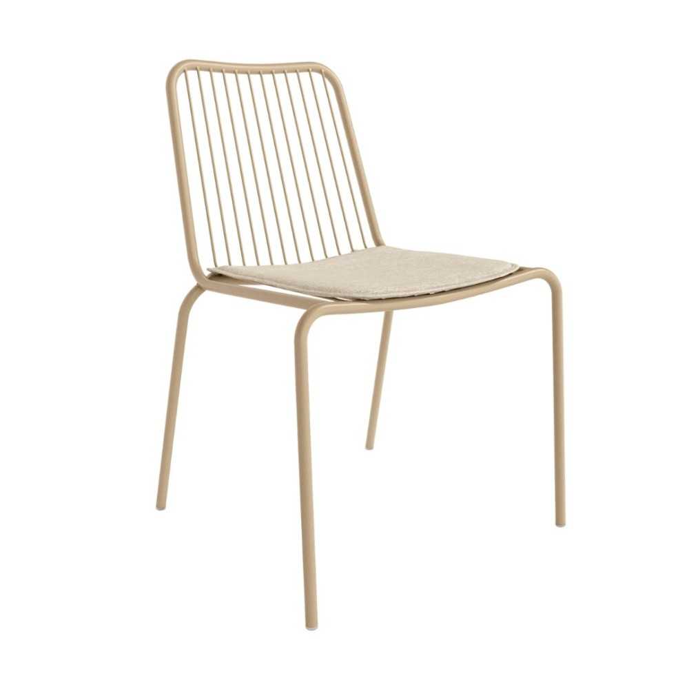 Sand Color Metal Outdoor Chair With Cushion-PP Chair