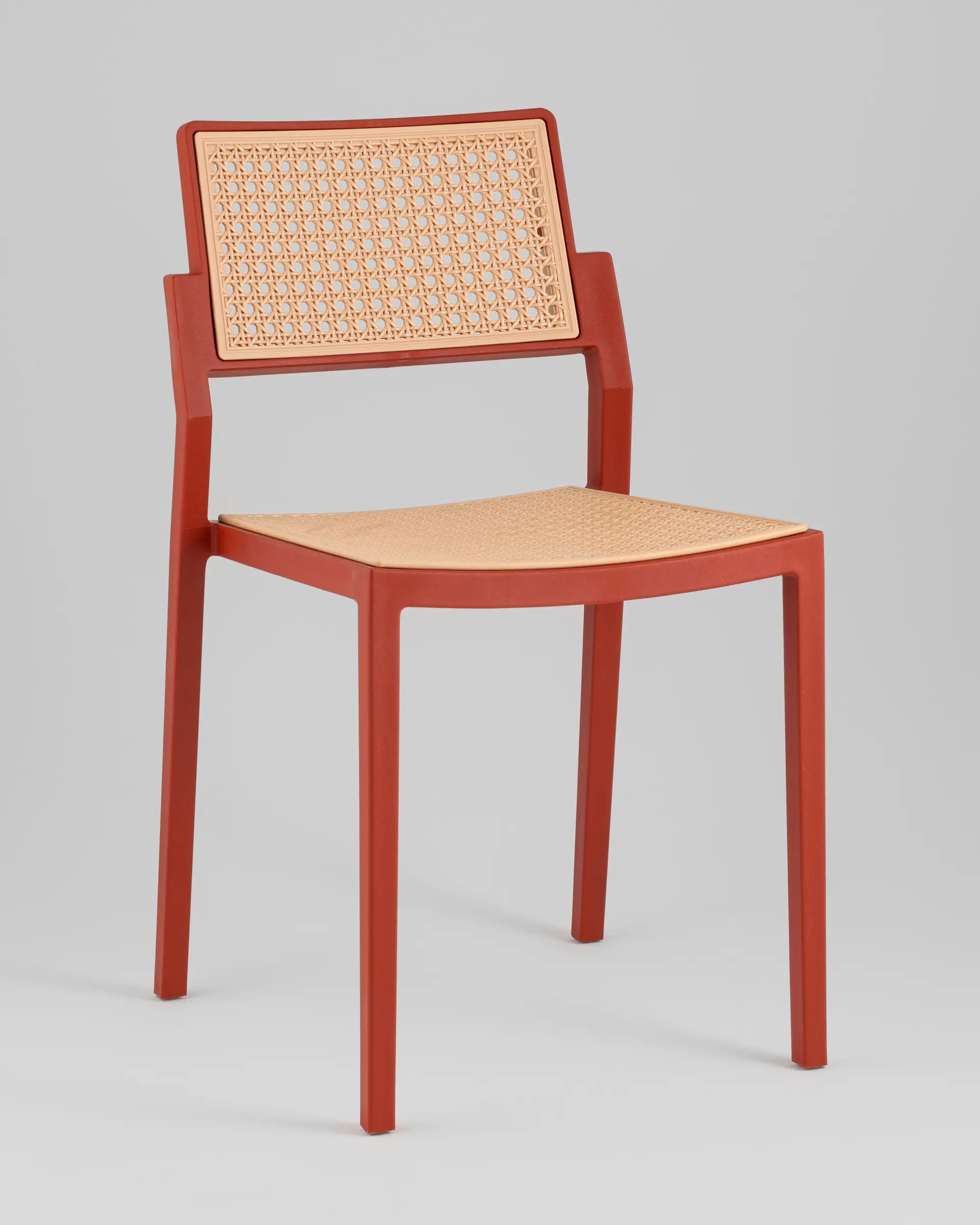 Rattan Effect Plastic Chair With Orange Frame