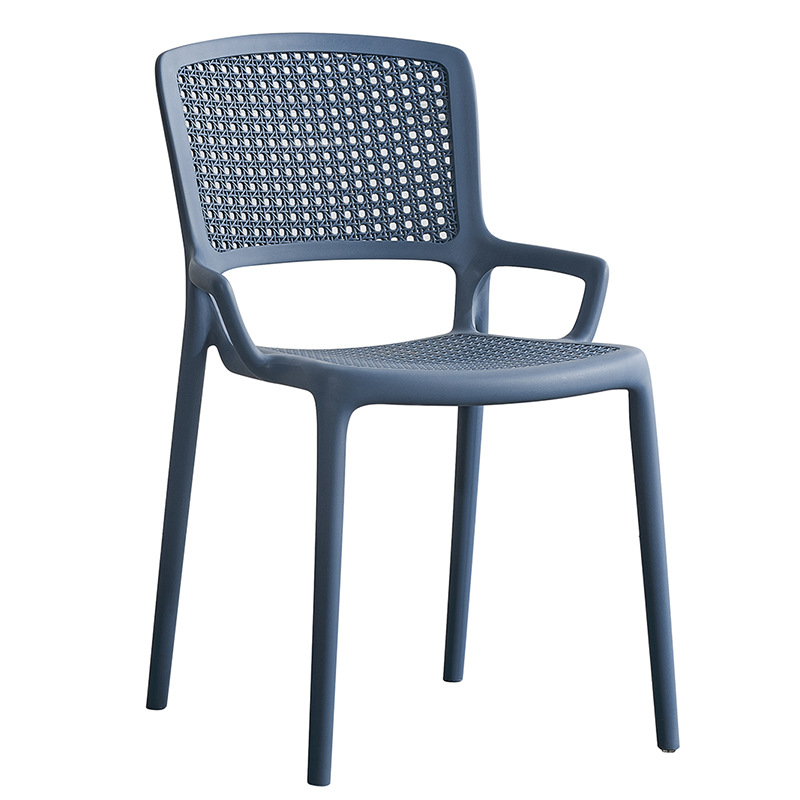 Plastic Cafe Chair In Grey-Blue