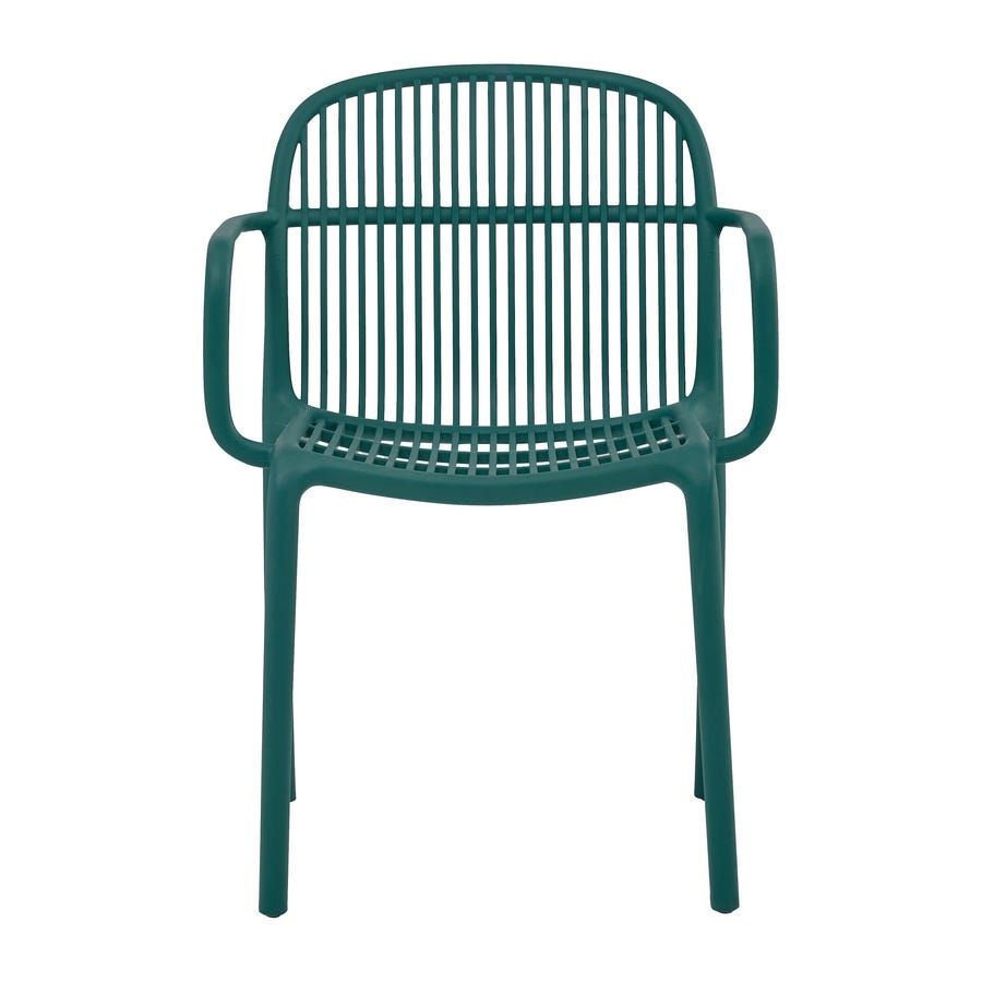 Commercial Monobloc PP Plastic Armchair with Full Slatted Seat, Weatherproof Outdoor Bistro Cafe Chair Wholesale for Patios and Restaurants