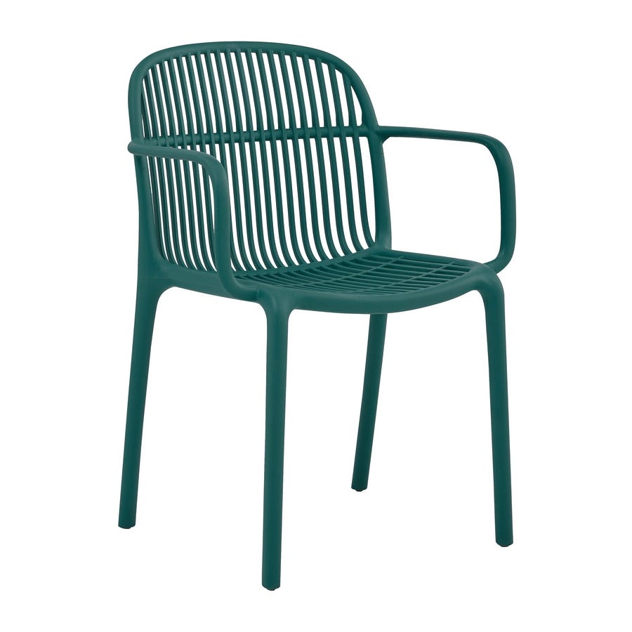 Commercial Monobloc PP Plastic Armchair with Full Slatted Seat, Weatherproof Outdoor Bistro Cafe Chair Wholesale for Patios and Restaurants