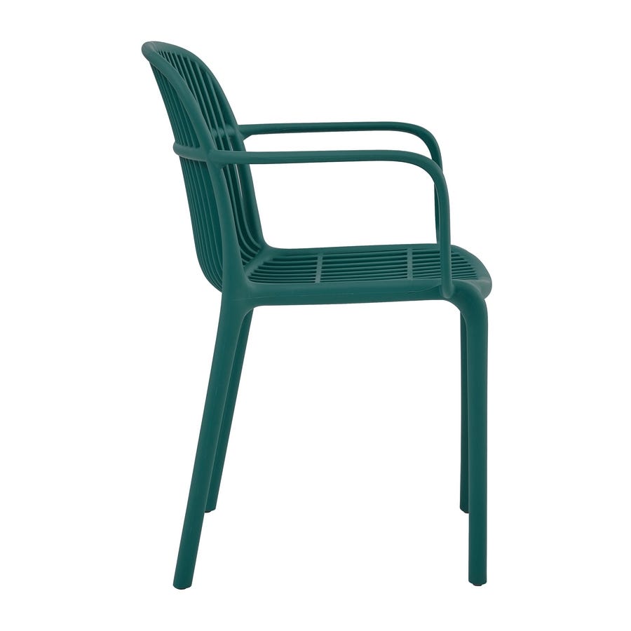 Commercial Monobloc PP Plastic Armchair with Full Slatted Seat, Weatherproof Outdoor Bistro Cafe Chair Wholesale for Patios and Restaurants