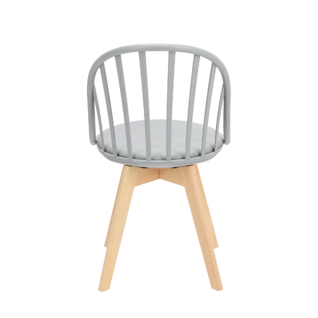Light Grey Padded Plastic Side Chair With Wood Legs-PP Chair