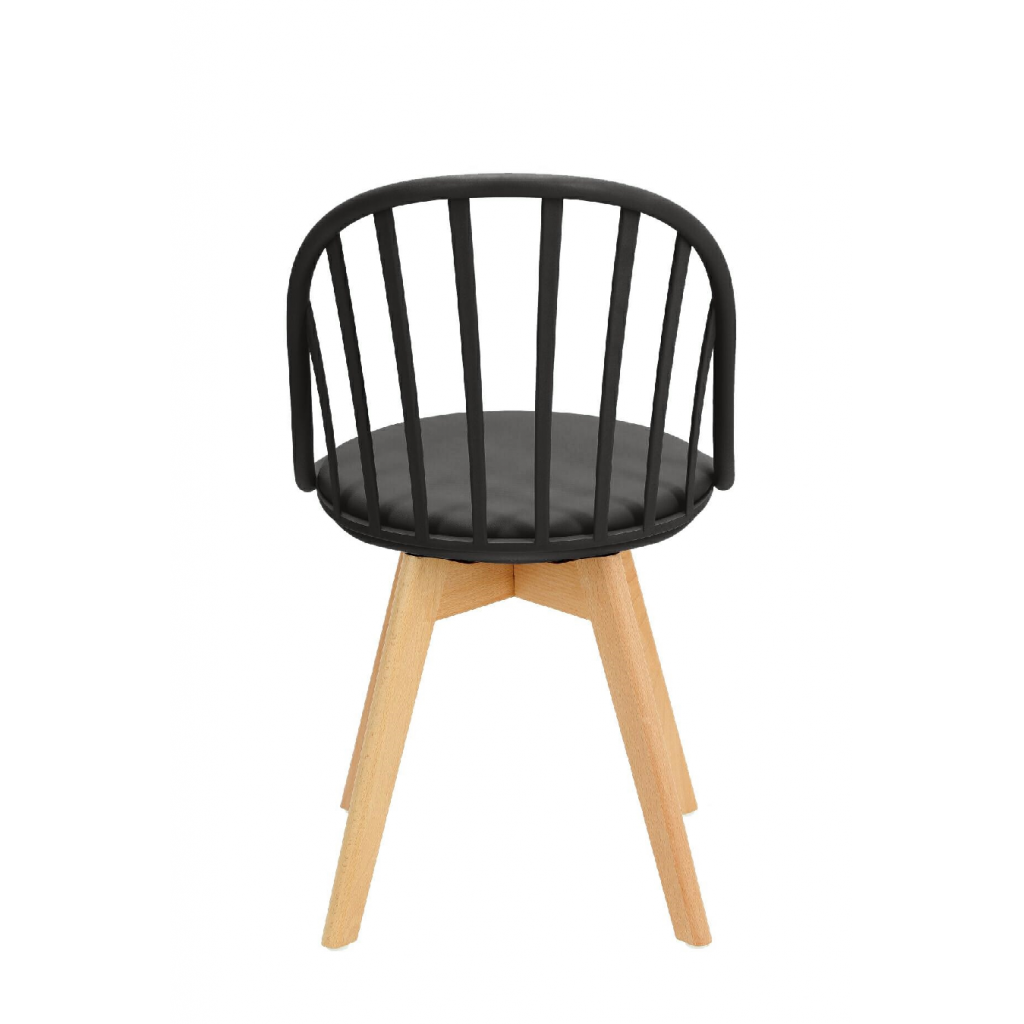 Black Padded Plastic Side Chair With Wood Legs-PP Chair