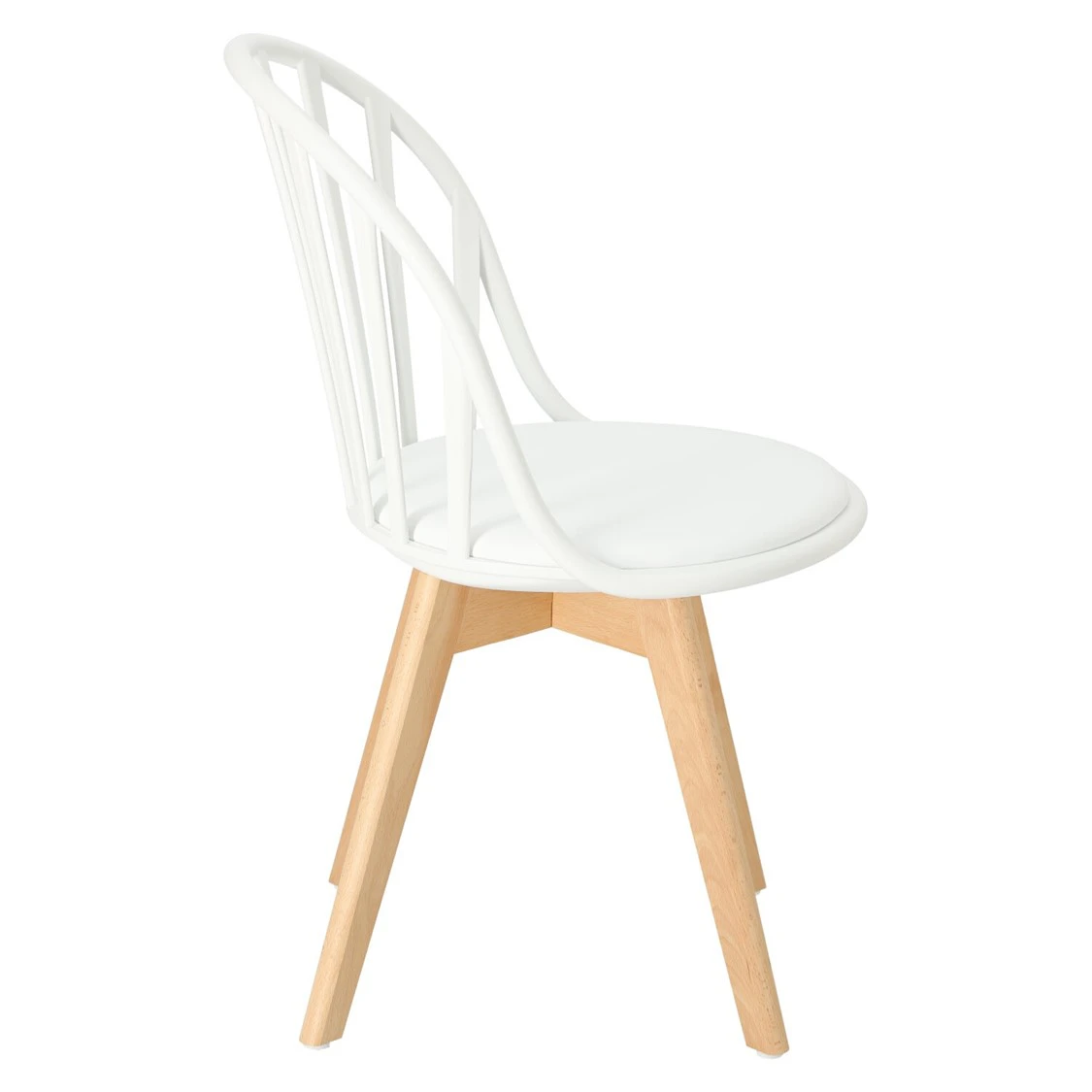 White Padded Plastic Side Chair With Wood Legs-PP Chair