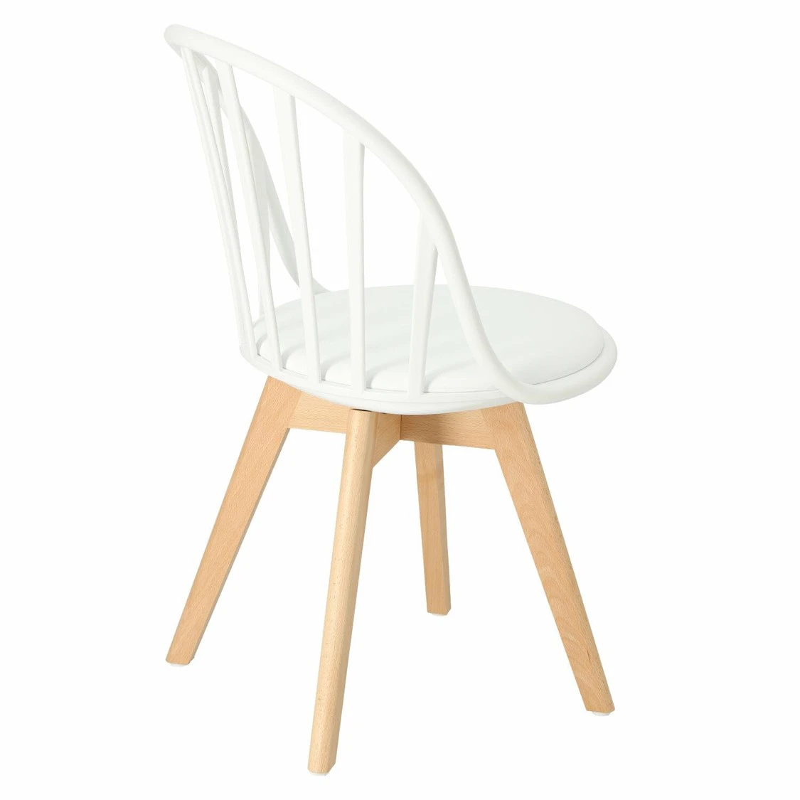 White Padded Plastic Side Chair With Wood Legs-PP Chair