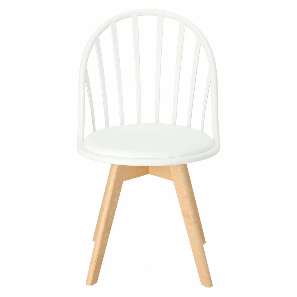White Padded Plastic Side Chair With Wood Legs-PP Chair