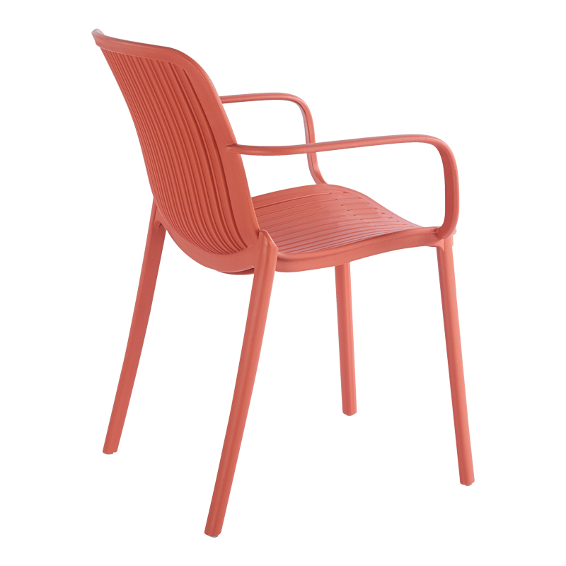 Stackable Ventilated Slatted PP Plastic Arm Dining Chair, Monoblock Injection Armchair for Indoor & Outdoor-PP Chair