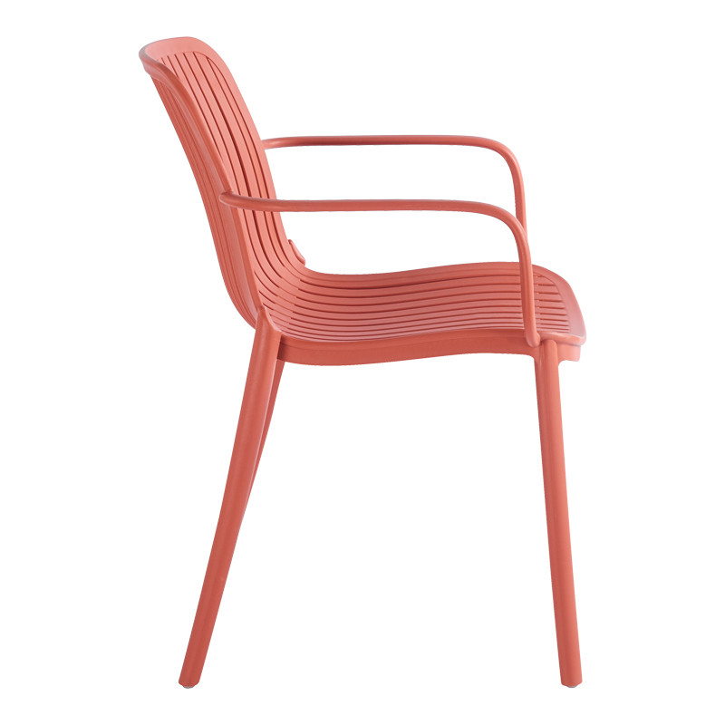 Stackable Ventilated Slatted PP Plastic Arm Dining Chair, Monoblock Injection Armchair for Indoor & Outdoor-PP Chair