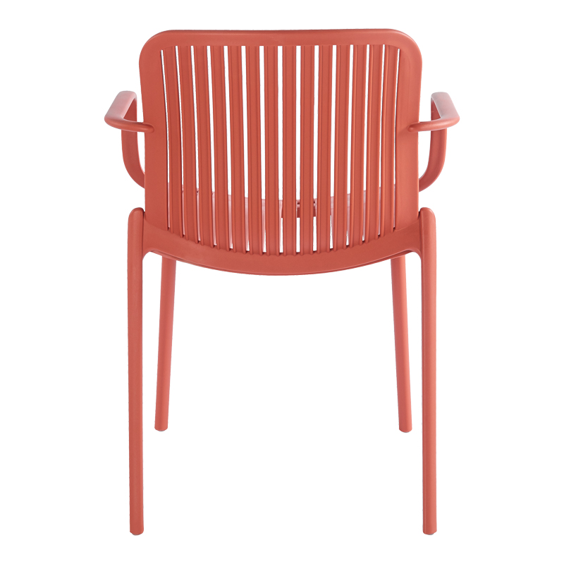 Stackable Ventilated Slatted PP Plastic Arm Dining Chair, Monoblock Injection Armchair for Indoor & Outdoor-PP Chair