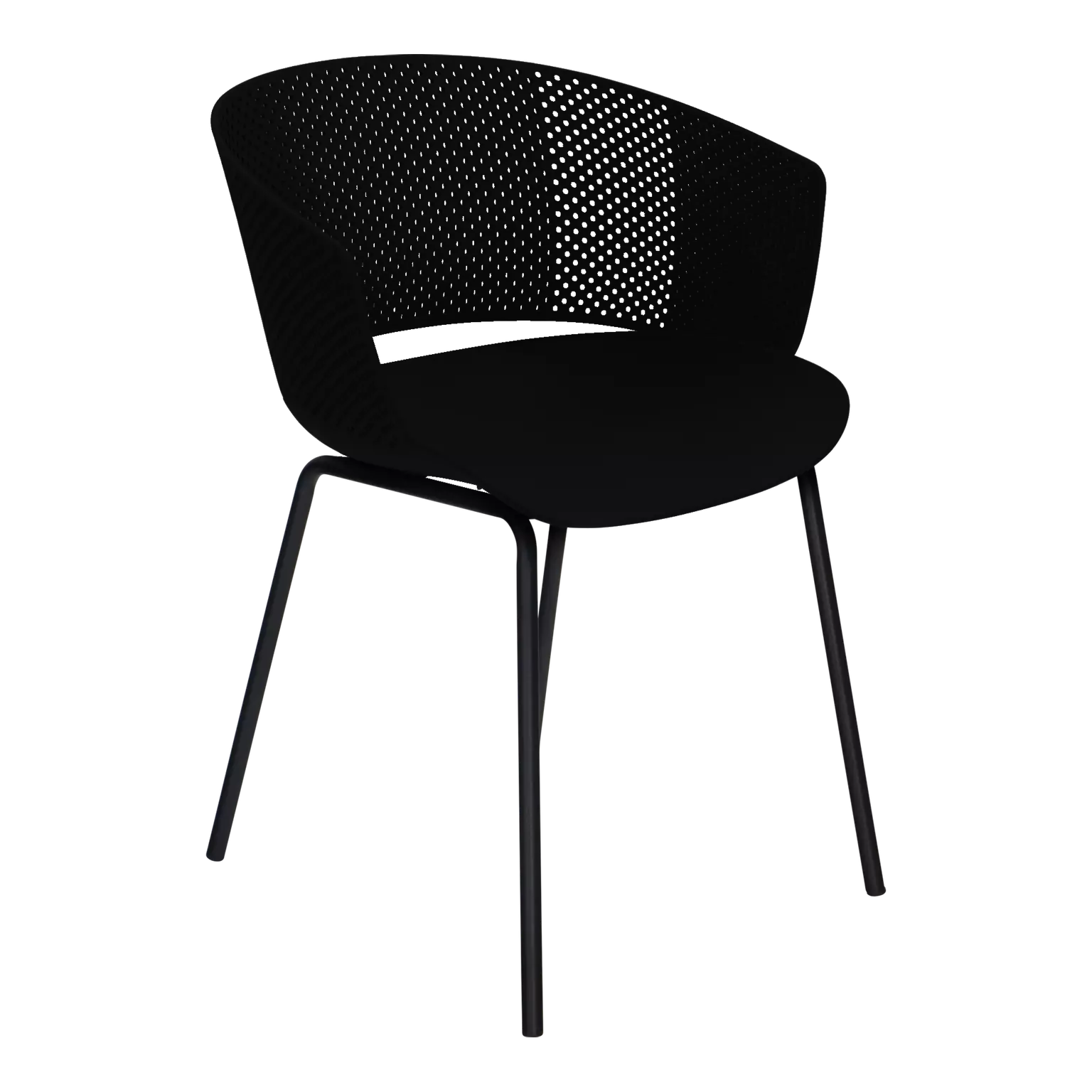 Black plastic chair with armrest-PP Chair