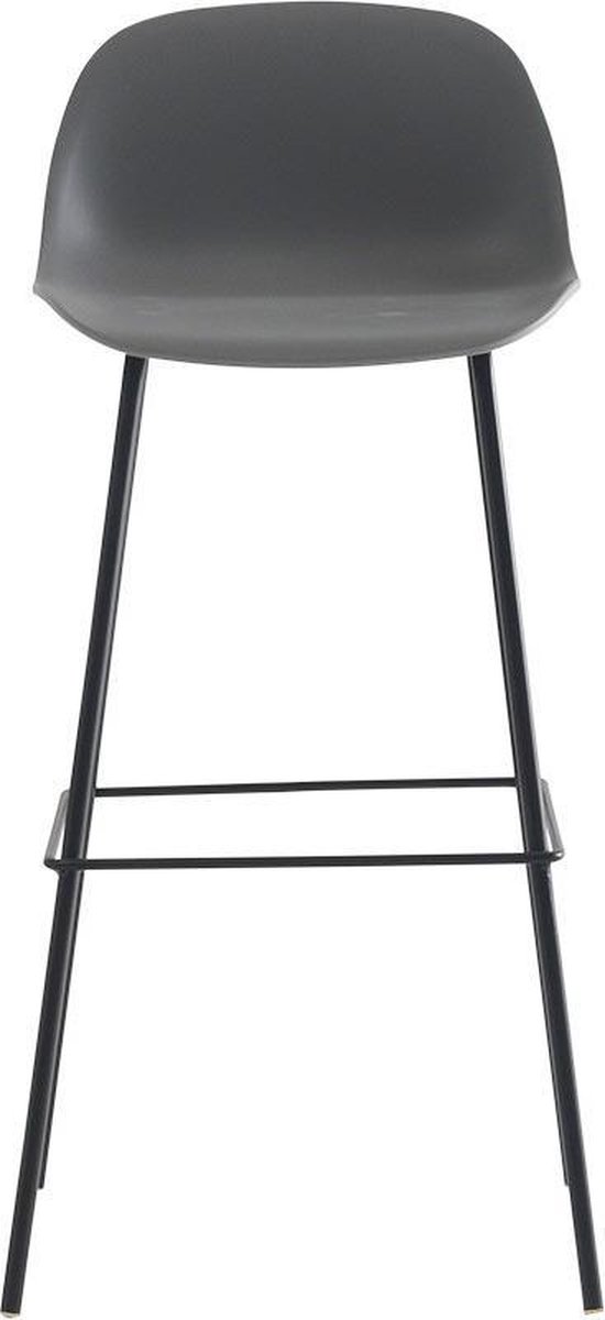 Short Back Dark Grey Polypropylene Bar Stool With Footrest-PP Chair