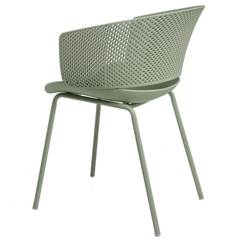 Green plastic chair with armrest-PP Chair