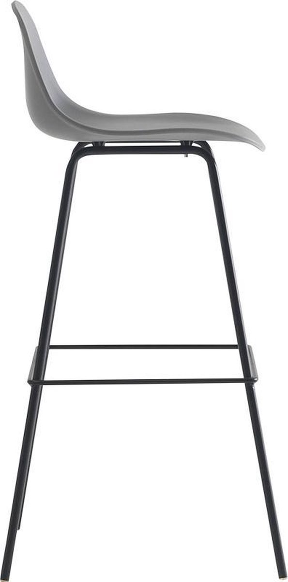 Short Back Dark Grey Polypropylene Bar Stool With Footrest-PP Chair