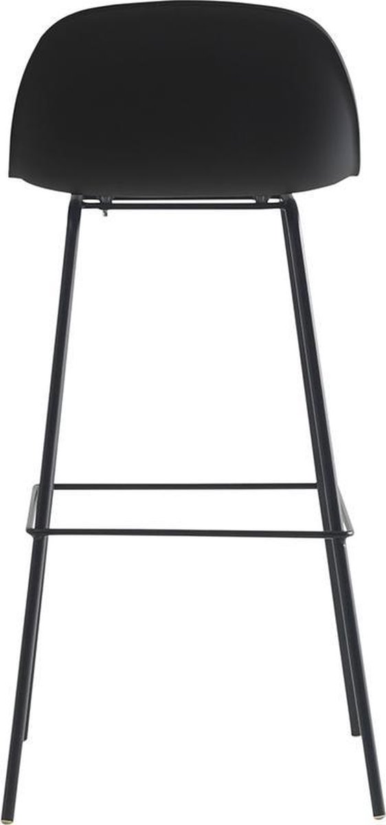 Short Back Black Polypropylene Bar Stool With Footrest-PP Chair