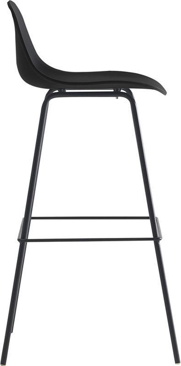 Short Back Black Polypropylene Bar Stool With Footrest-PP Chair