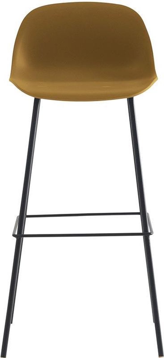 Short Back Mustard Polypropylene Bar Stool With Footrest-PP Chair