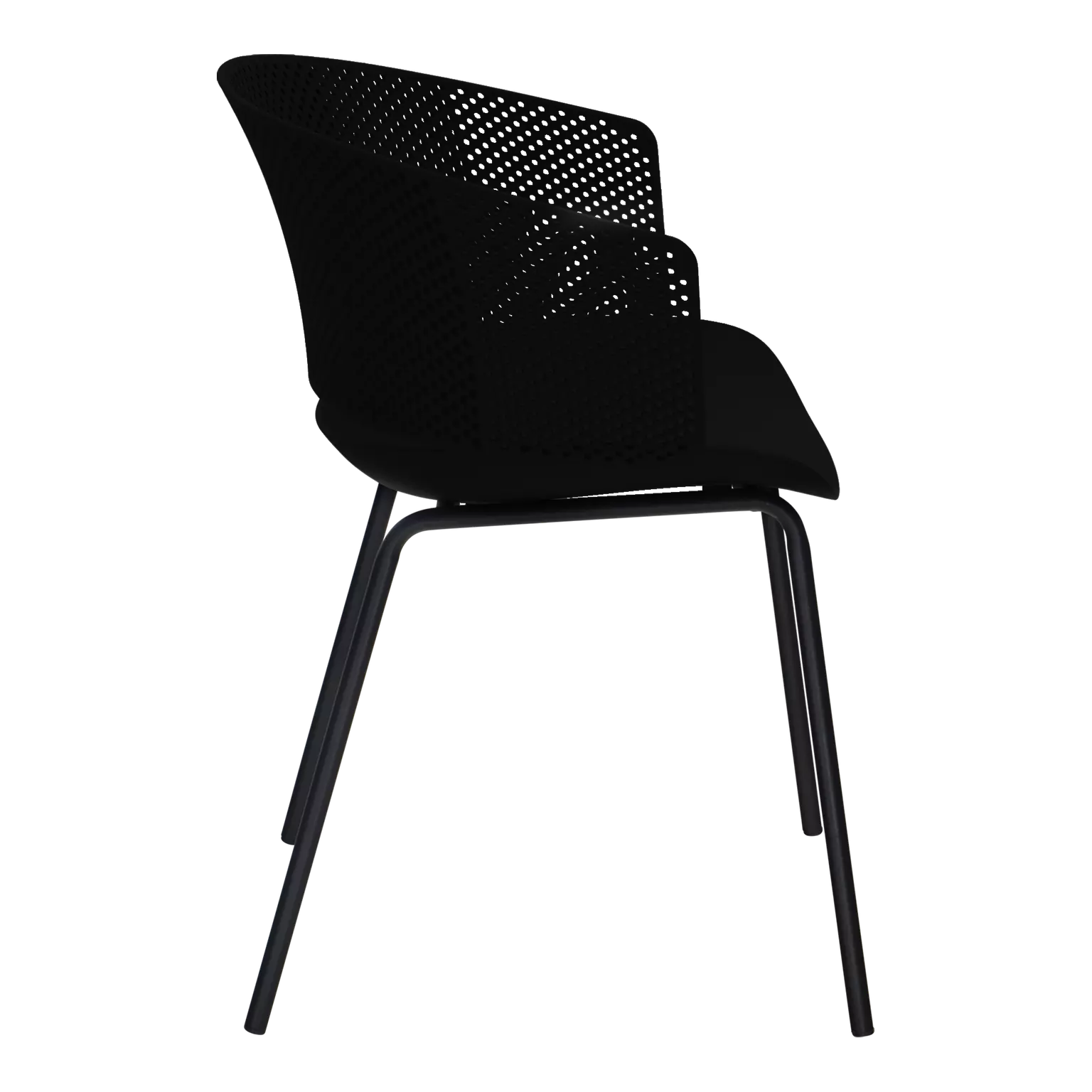 Black plastic chair with armrest-PP Chair