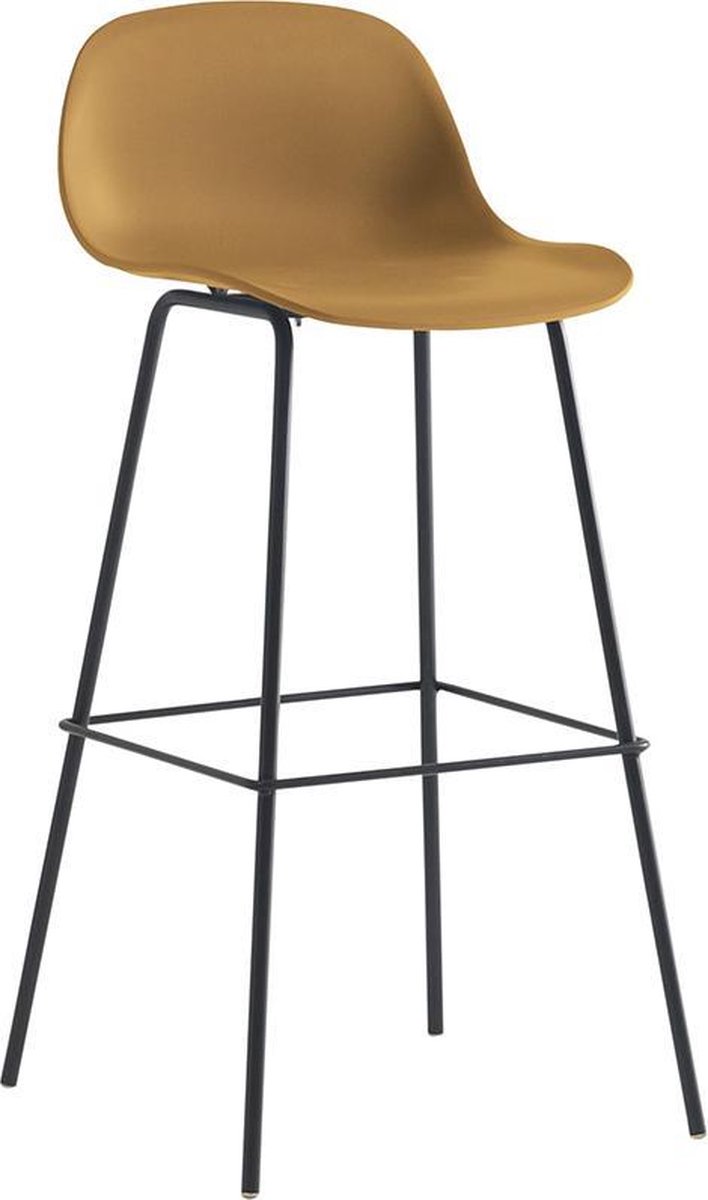 Short Back Mustard Polypropylene Bar Stool With Footrest-PP Chair