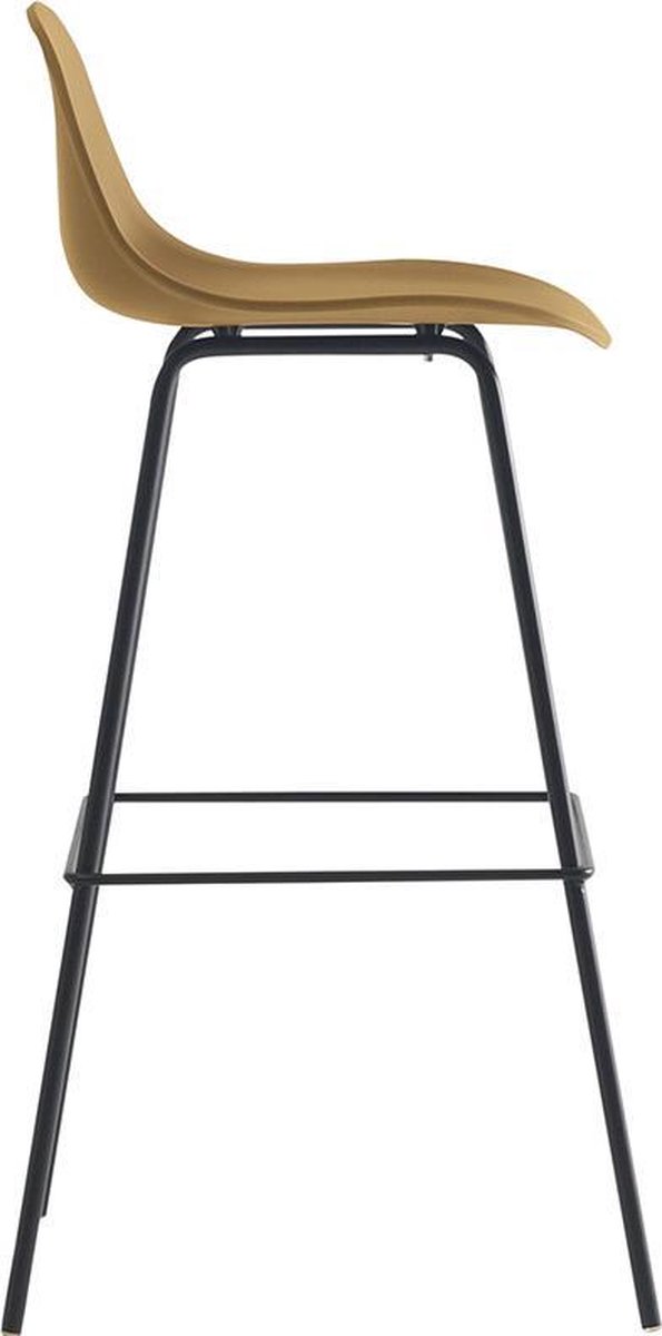 Short Back Mustard Polypropylene Bar Stool With Footrest-PP Chair