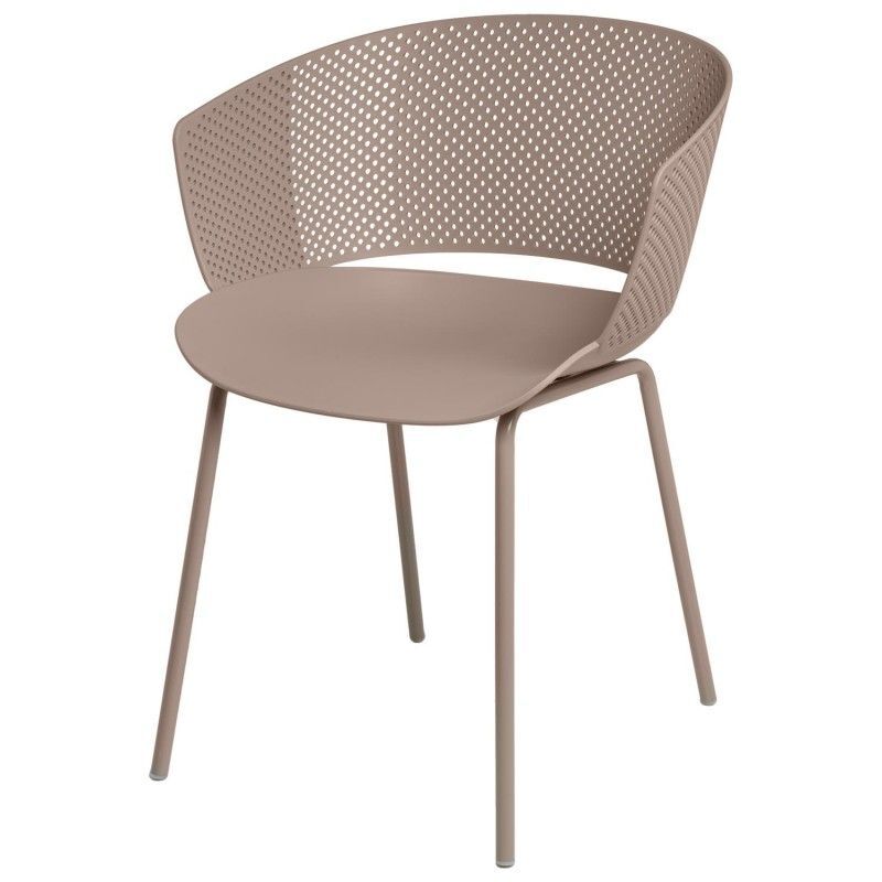 Taupe plastic chair with armrest-PP Chair