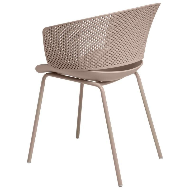 Taupe plastic chair with armrest-PP Chair