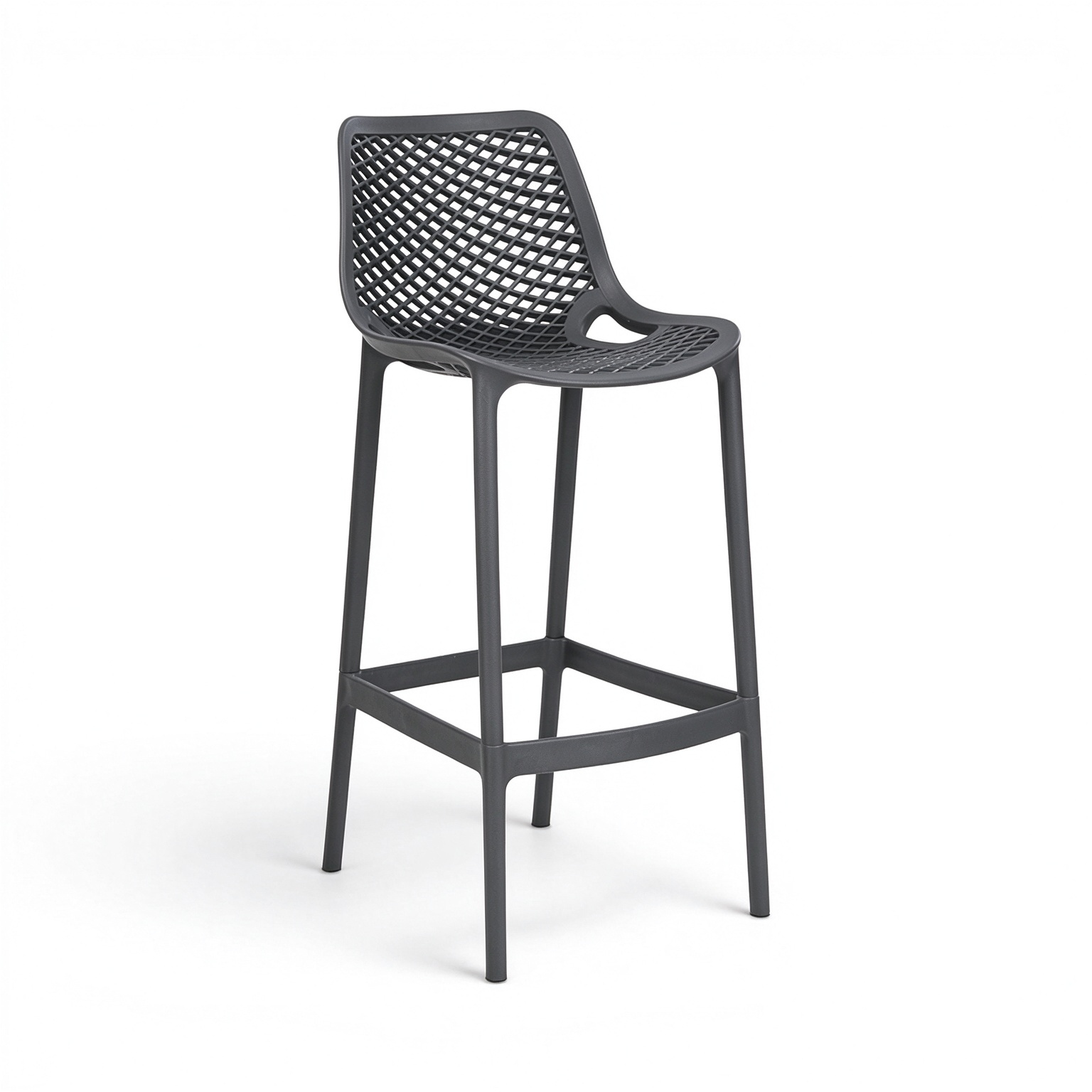 Plastic Bar Stool, Monoblock Breathable Mesh Backrest Counter Height Bar Chair with Footrest for Cafe Bar Restaurant