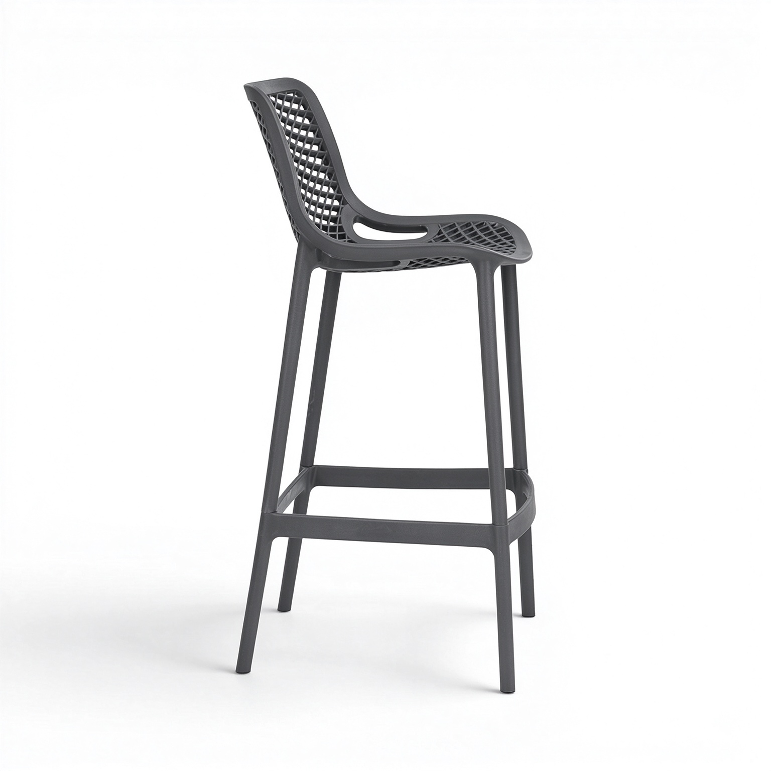 Plastic Bar Stool, Monoblock Breathable Mesh Backrest Counter Height Bar Chair with Footrest for Cafe Bar Restaurant