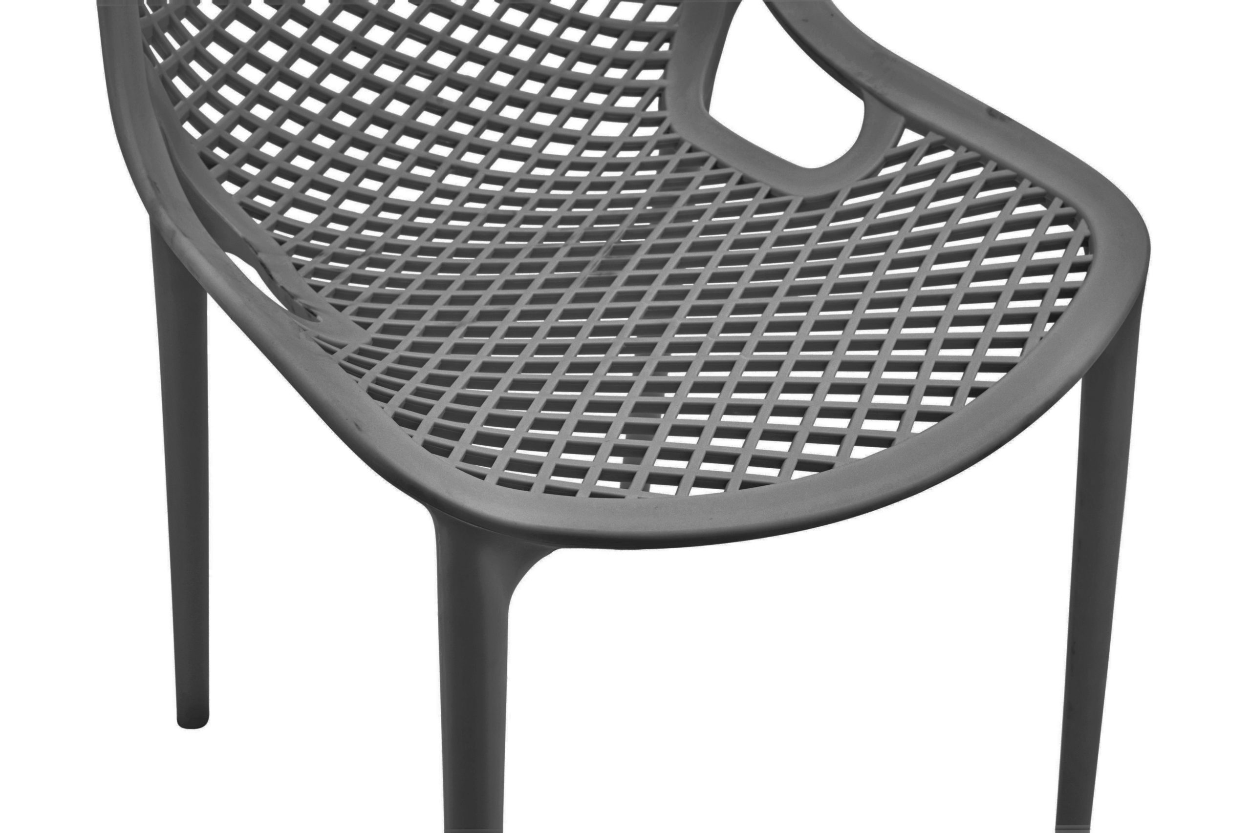 One-Piece PP Plastic Dining Chair, Dark Gray Hollow Mesh Perforated Backrest Stackable Side Chair for Restaurant Cafe