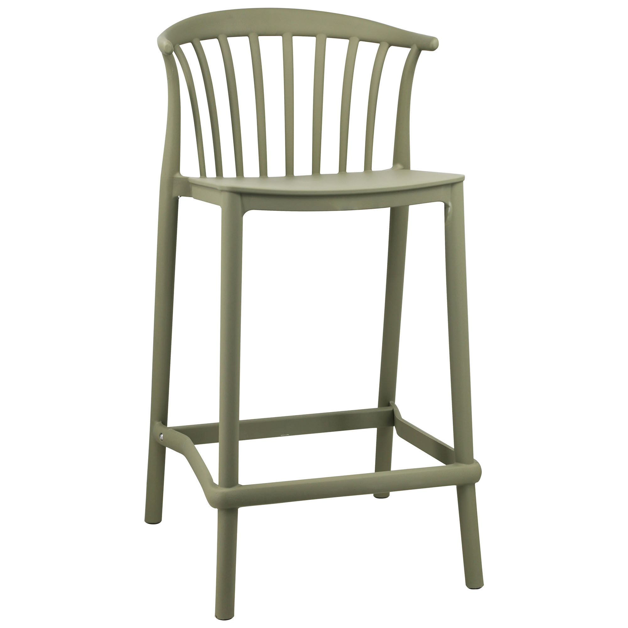 Green Backrest Outdoor Plastic Barstool - Weatherproof & Stylish Seating for Bars & Patios