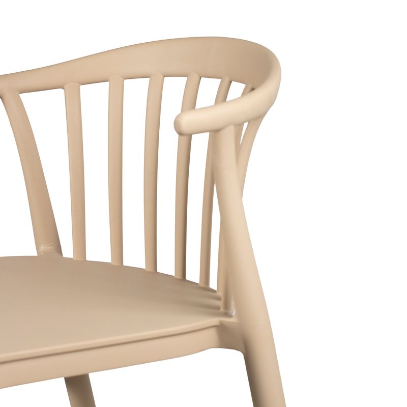 Taupe Backrest Outdoor Plastic Barstool - Weatherproof & Stylish Seating for Outdoor Bars and Patios
