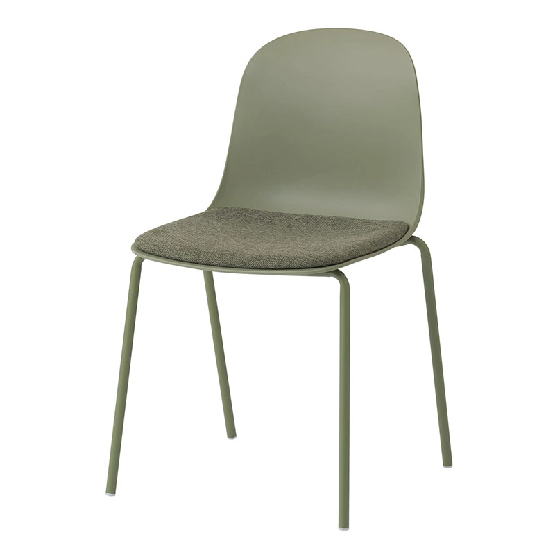 Stackable Deep Green Plastic Cafe Chair With Cushion
