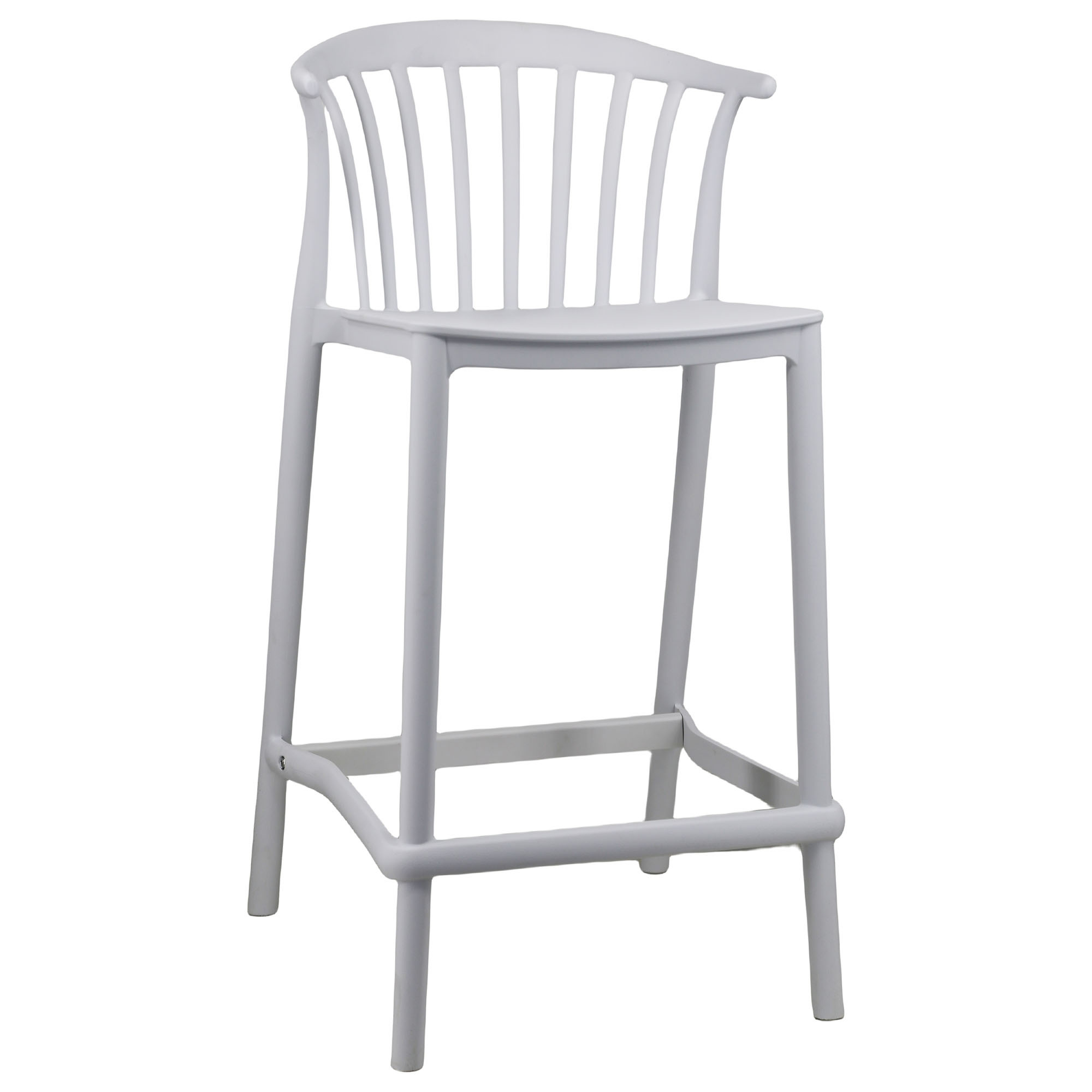 Light Gray Backrest Outdoor Plastic Barstool - Weather-Resistant & Modern Seating for Outdoor Bars