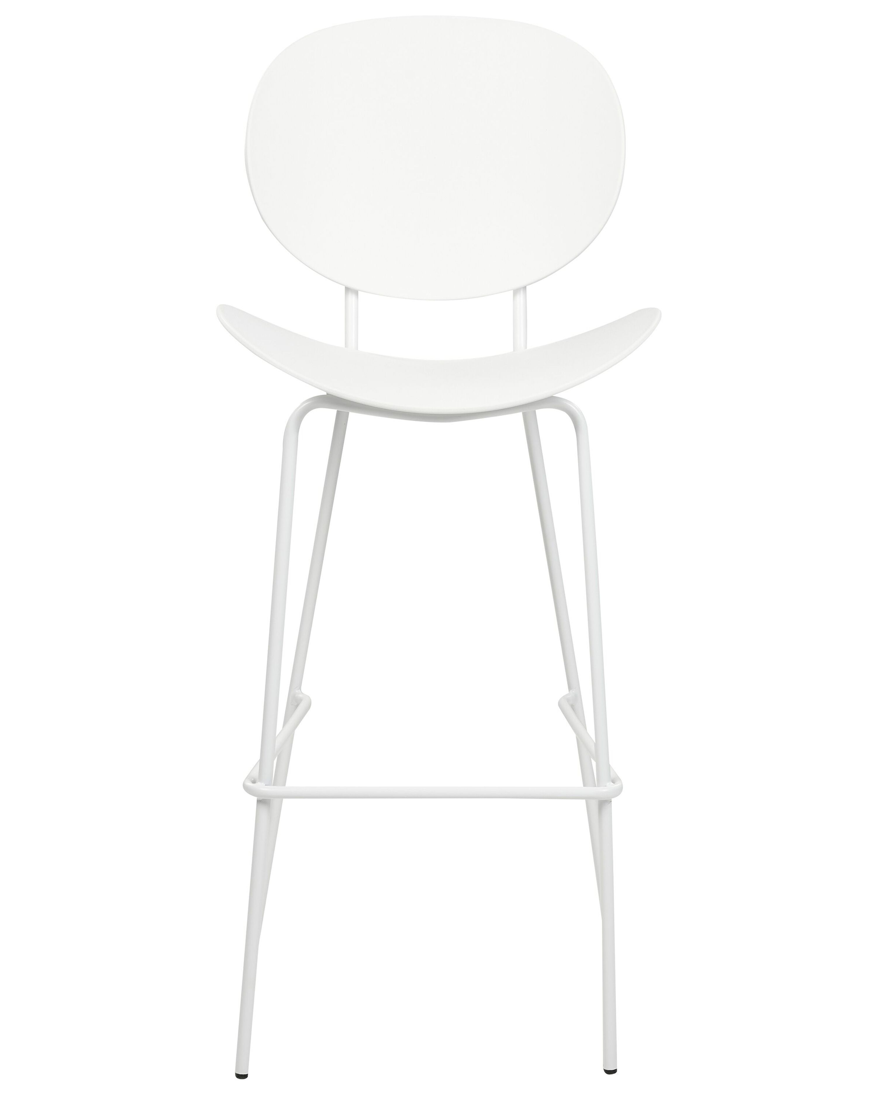 White Plastic Bar Stool with Spray-Finished Metal Base