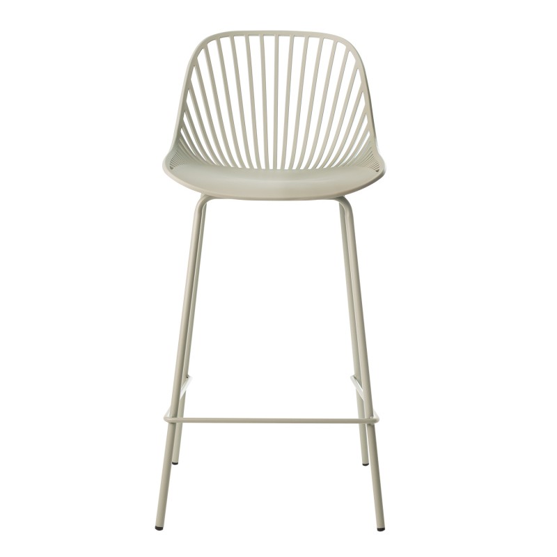 Mint Green Polypropylene Bar Stool with Spray-Finished Metal Base