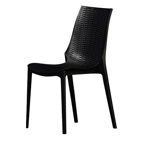 Faux Rattan Monobloc PP Plastic Dining Chair, Stackable Hospitality Side Chair for Restaurant & Outdoor Patio-PATIVIN Furniture