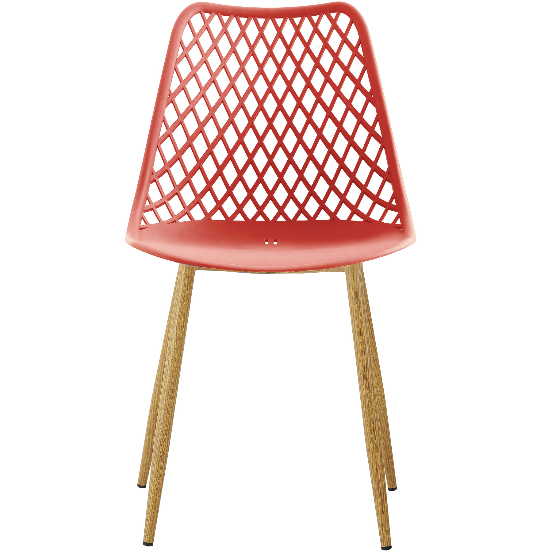 Orange plastic side dining chair with metal feet-PP Chair