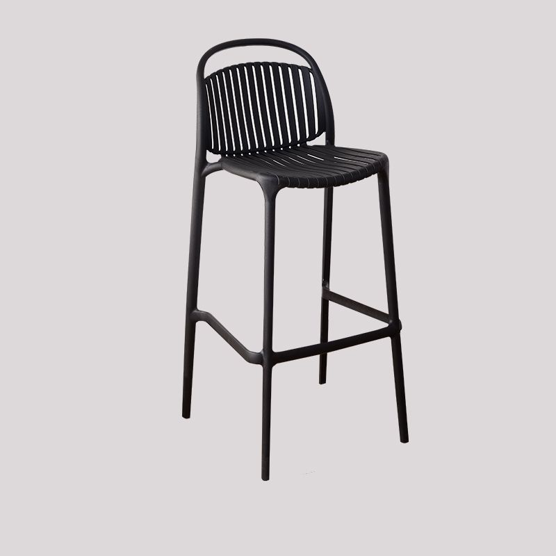 Black Polypropylene Counter Height Bar Stool - Modern Kitchen Island Stool with Back