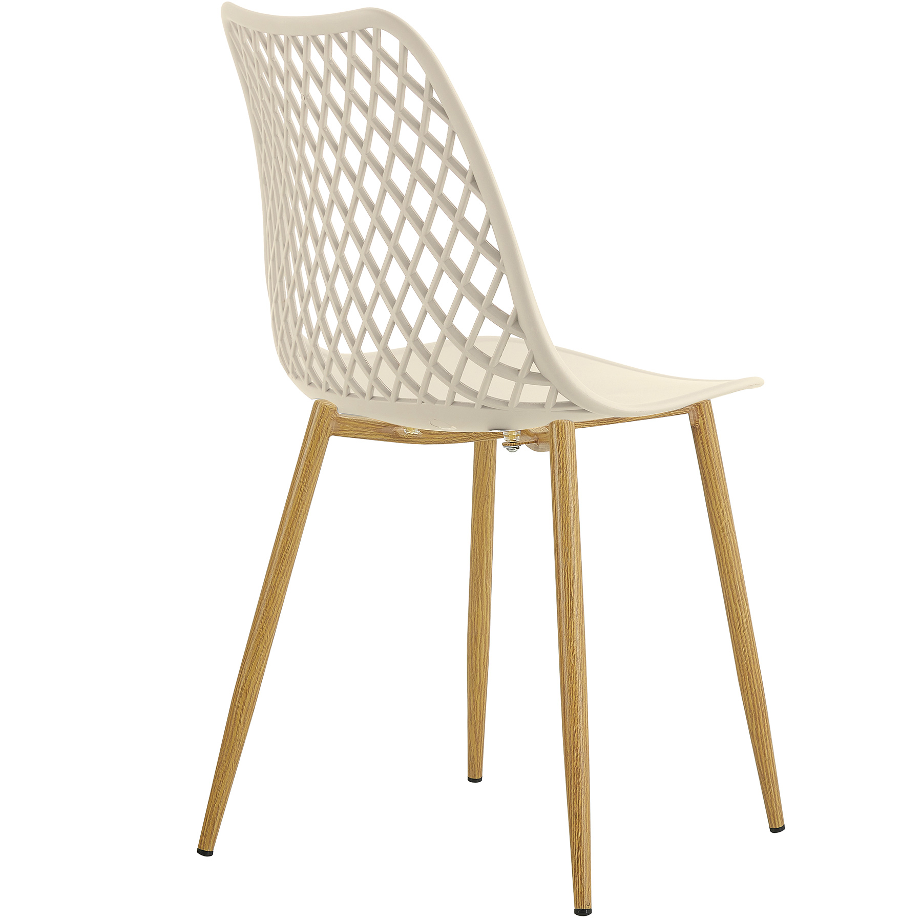 Beige plastic side dining chair with metal feet-PP Chair