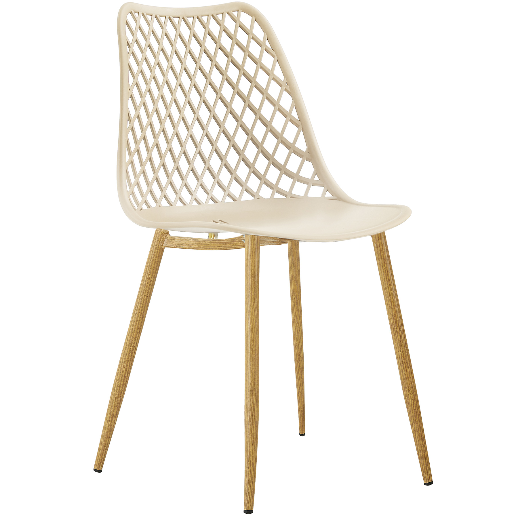 Beige plastic side dining chair with metal feet-PP Chair