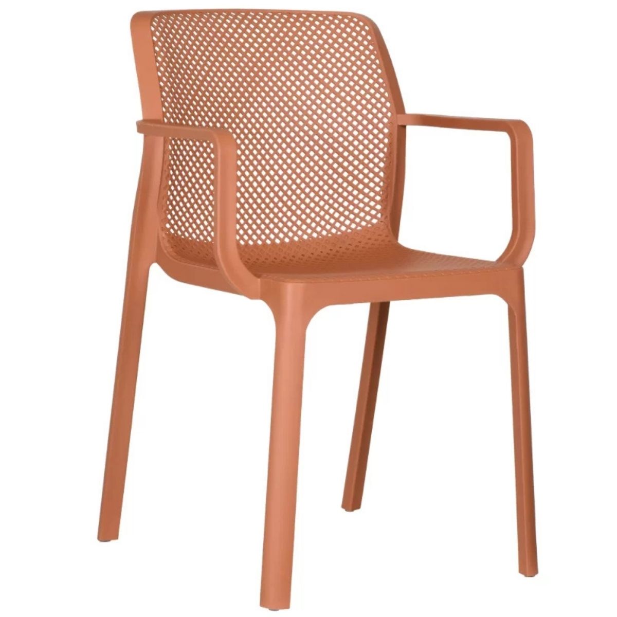 Breathable Mesh PP Plastic Outdoor Armchair - Stackable Patio Chair for Restaurant, Cafe & Hotel