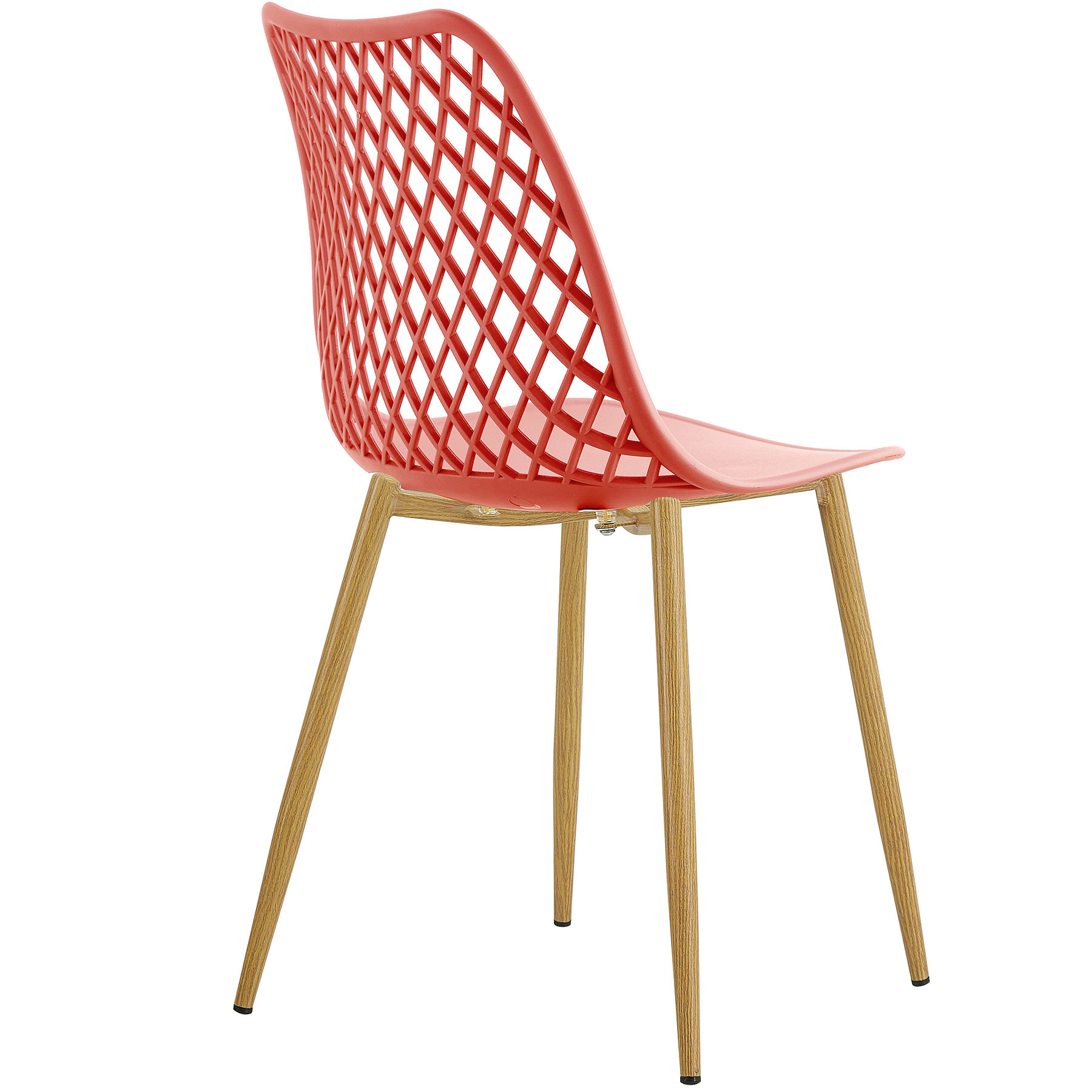 Orange plastic side dining chair with metal feet-PP Chair