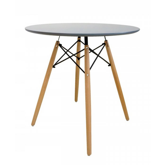 Grey MDF Dining Table With Four Wood Feet-PP Chair