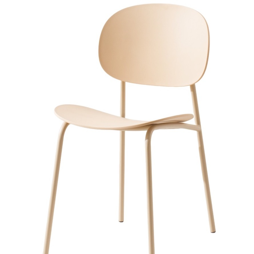 Beige Plastic Chair With Metal Feet-PP Chair